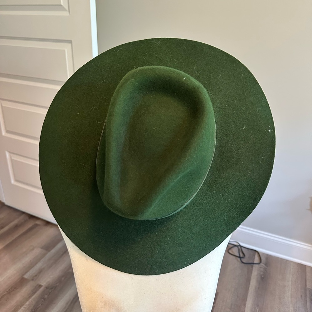 Anthropologie Deep Green wide brim Felt Hat